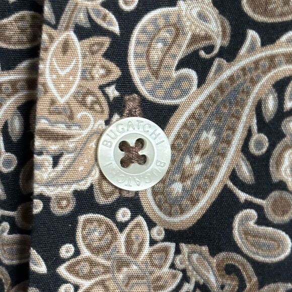 Bugatchi Beige and Black Paisley Shirt - Picture 4 of 5